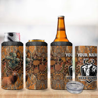 Custom Deer Hunting 4 in 1 Can Cooler Tumbler Big Game Camo Forest Design and Skeleton Archer - Wonder Print Shop