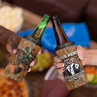 Custom Deer Hunting 4 in 1 Can Cooler Tumbler Big Game Camo Forest Design and Skeleton Archer - Wonder Print Shop