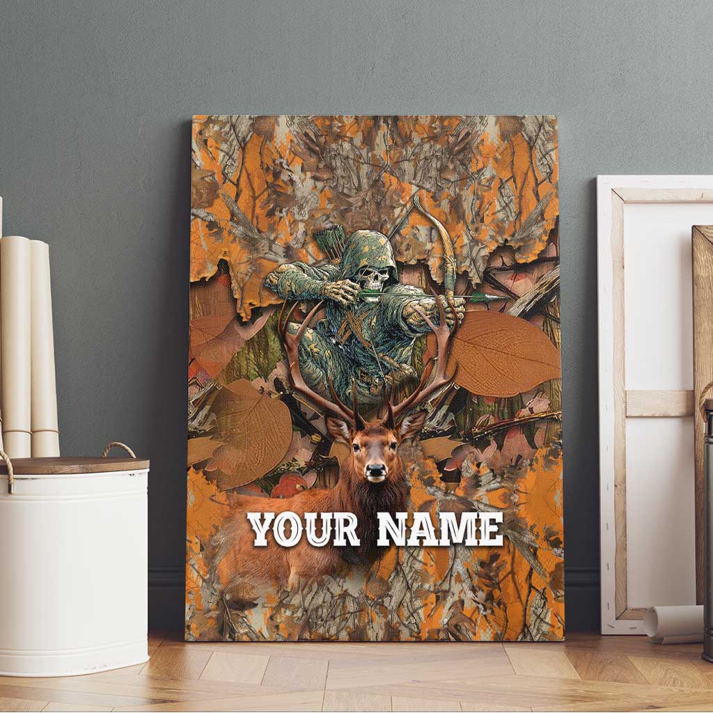 Custom Deer Hunting Canvas Wall Art Big Game Camo Forest Design and Skeleton Archer - Wonder Print Shop