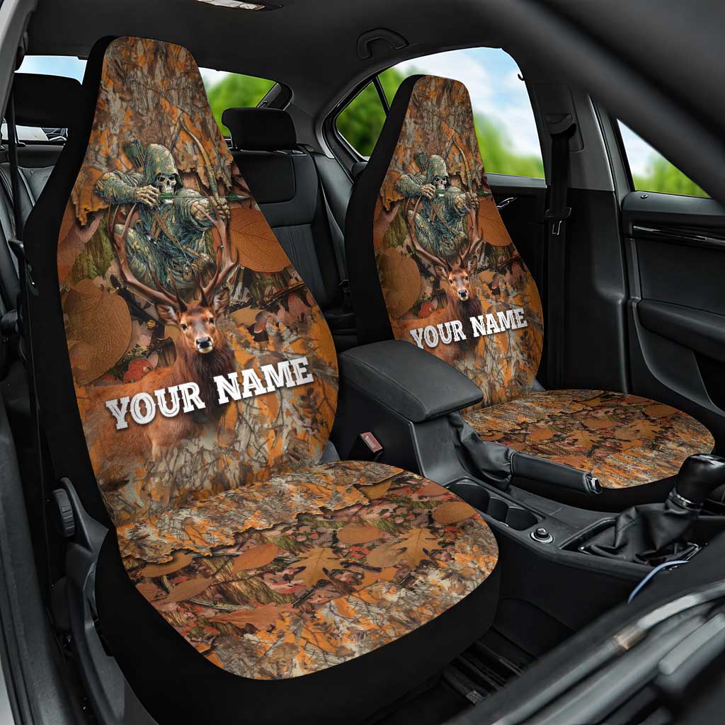 Custom Deer Hunting Car Seat Cover Big Game Camo Forest Design and Skeleton Archer - Wonder Print Shop