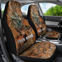 Custom Deer Hunting Car Seat Cover Big Game Camo Forest Design and Skeleton Archer - Wonder Print Shop