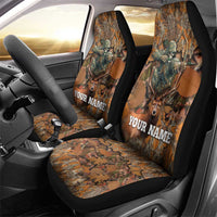 Custom Deer Hunting Car Seat Cover Big Game Camo Forest Design and Skeleton Archer - Wonder Print Shop