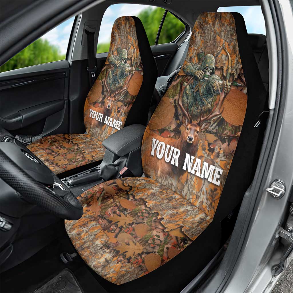 Custom Deer Hunting Car Seat Cover Big Game Camo Forest Design and Skeleton Archer - Wonder Print Shop