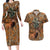 Custom Deer Hunting Couples Matching Long Sleeve Bodycon Dress and Hawaiian Shirt Big Game Camo Forest Design and Skeleton Archer - Wonder Print Shop