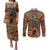 Custom Deer Hunting Couples Matching Puletasi and Long Sleeve Button Shirt Big Game Camo Forest Design and Skeleton Archer - Wonder Print Shop