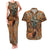 Custom Deer Hunting Couples Matching Tank Maxi Dress and Hawaiian Shirt Big Game Camo Forest Design and Skeleton Archer - Wonder Print Shop