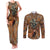 Custom Deer Hunting Couples Matching Tank Maxi Dress and Long Sleeve Button Shirt Big Game Camo Forest Design and Skeleton Archer - Wonder Print Shop