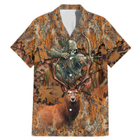 Custom Deer Hunting Family Matching Mermaid Dress and Hawaiian Shirt Big Game Camo Forest Design and Skeleton Archer - Wonder Print Shop