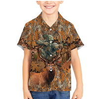 Custom Deer Hunting Family Matching Mermaid Dress and Hawaiian Shirt Big Game Camo Forest Design and Skeleton Archer - Wonder Print Shop