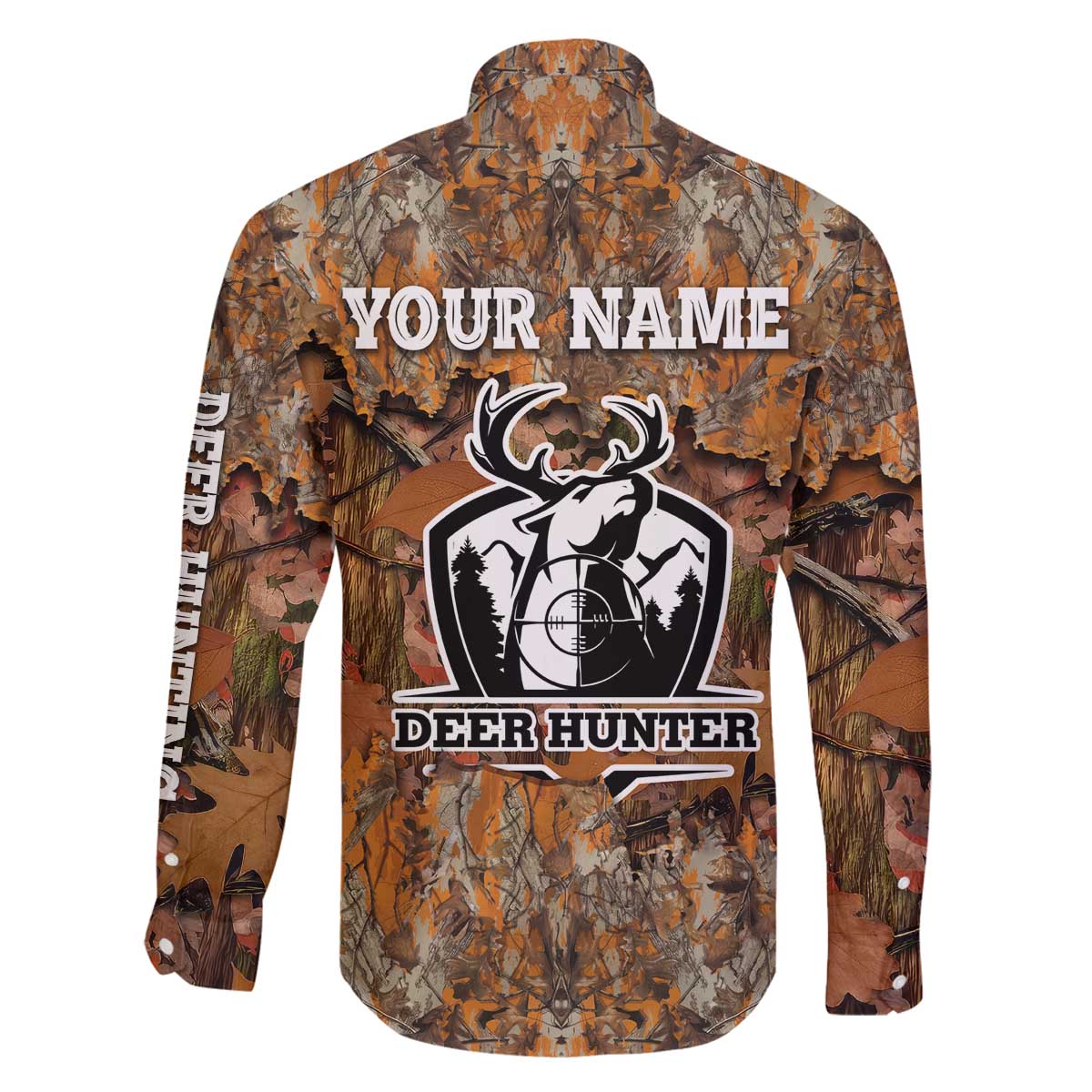 Custom Deer Hunting Family Matching Off The Shoulder Long Sleeve Dress and Hawaiian Shirt Big Game Camo Forest Design and Skeleton Archer - Wonder Print Shop