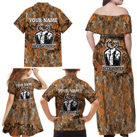 Custom Deer Hunting Family Matching Off Shoulder Maxi Dress and Hawaiian Shirt Big Game Camo Forest Design and Skeleton Archer - Wonder Print Shop