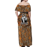 Custom Deer Hunting Family Matching Off Shoulder Maxi Dress and Hawaiian Shirt Big Game Camo Forest Design and Skeleton Archer - Wonder Print Shop