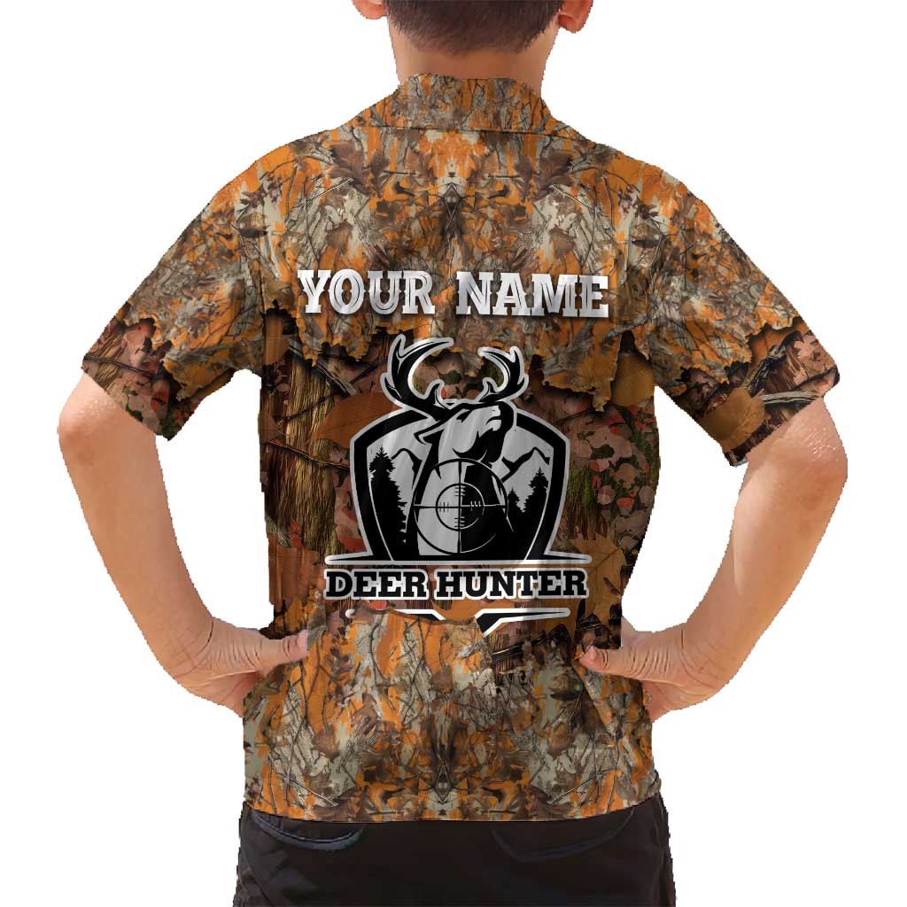 Custom Deer Hunting Family Matching Puletasi and Hawaiian Shirt Big Game Camo Forest Design and Skeleton Archer - Wonder Print Shop