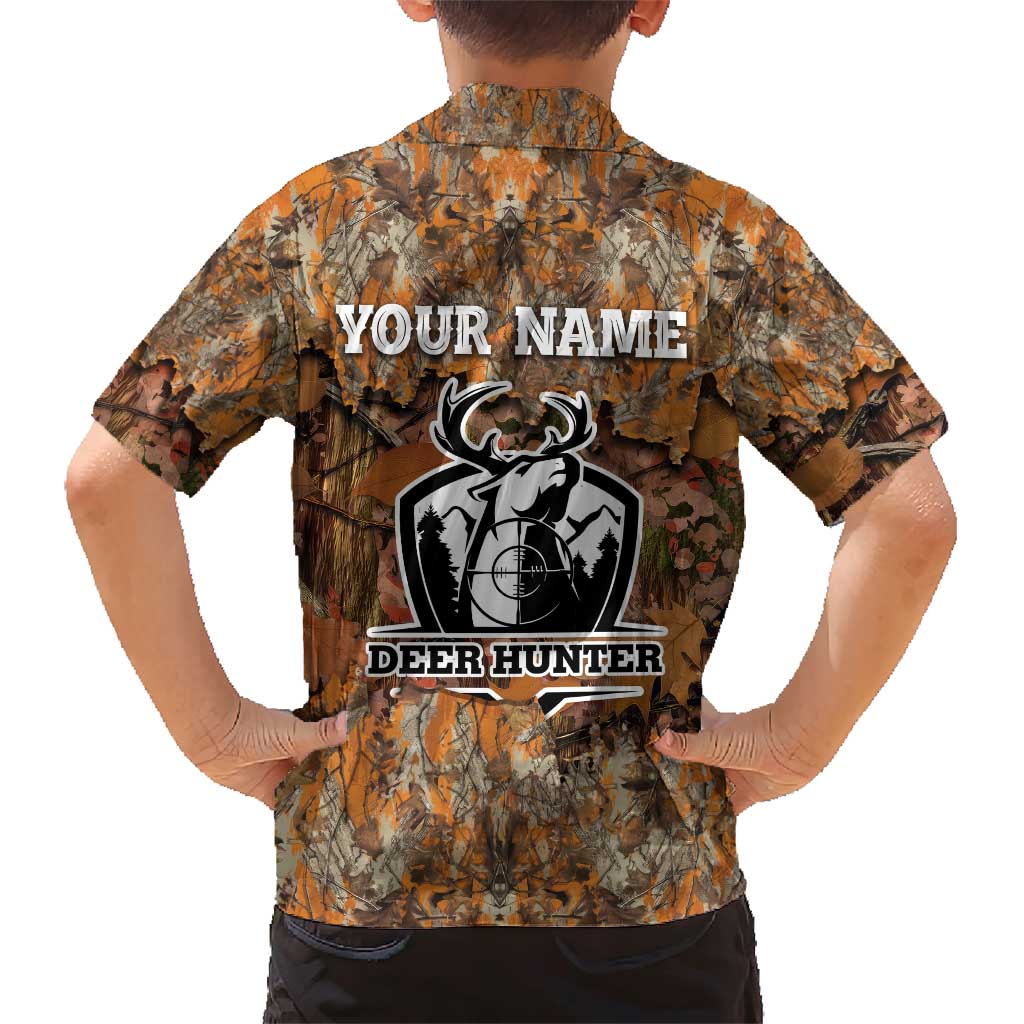 Custom Deer Hunting Family Matching Short Sleeve Bodycon Dress and Hawaiian Shirt Big Game Camo Forest Design and Skeleton Archer - Wonder Print Shop