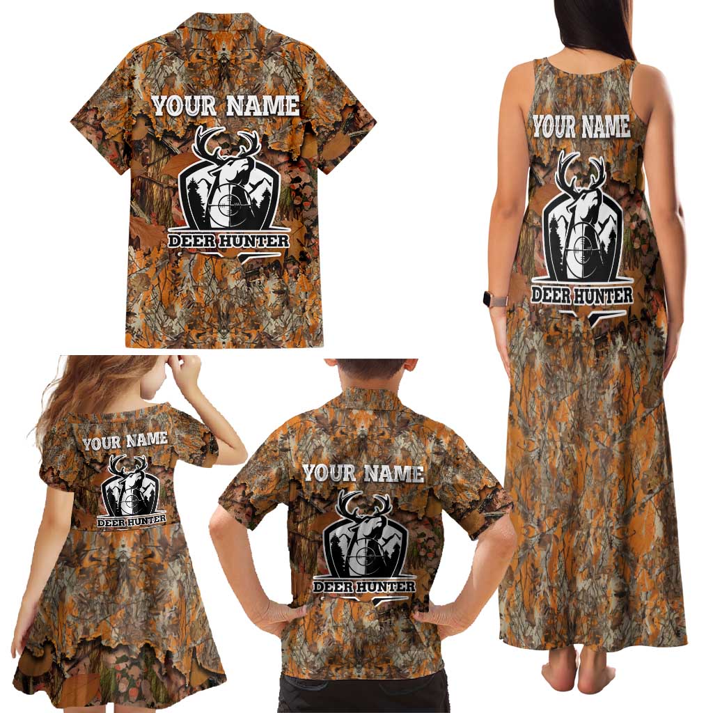 Custom Deer Hunting Family Matching Tank Maxi Dress and Hawaiian Shirt Big Game Camo Forest Design and Skeleton Archer - Wonder Print Shop
