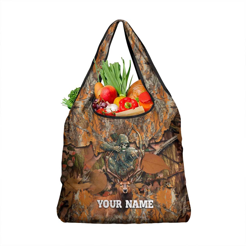 Custom Deer Hunting Grocery Bag Big Game Camo Forest Design and Skeleton Archer - Wonder Print Shop