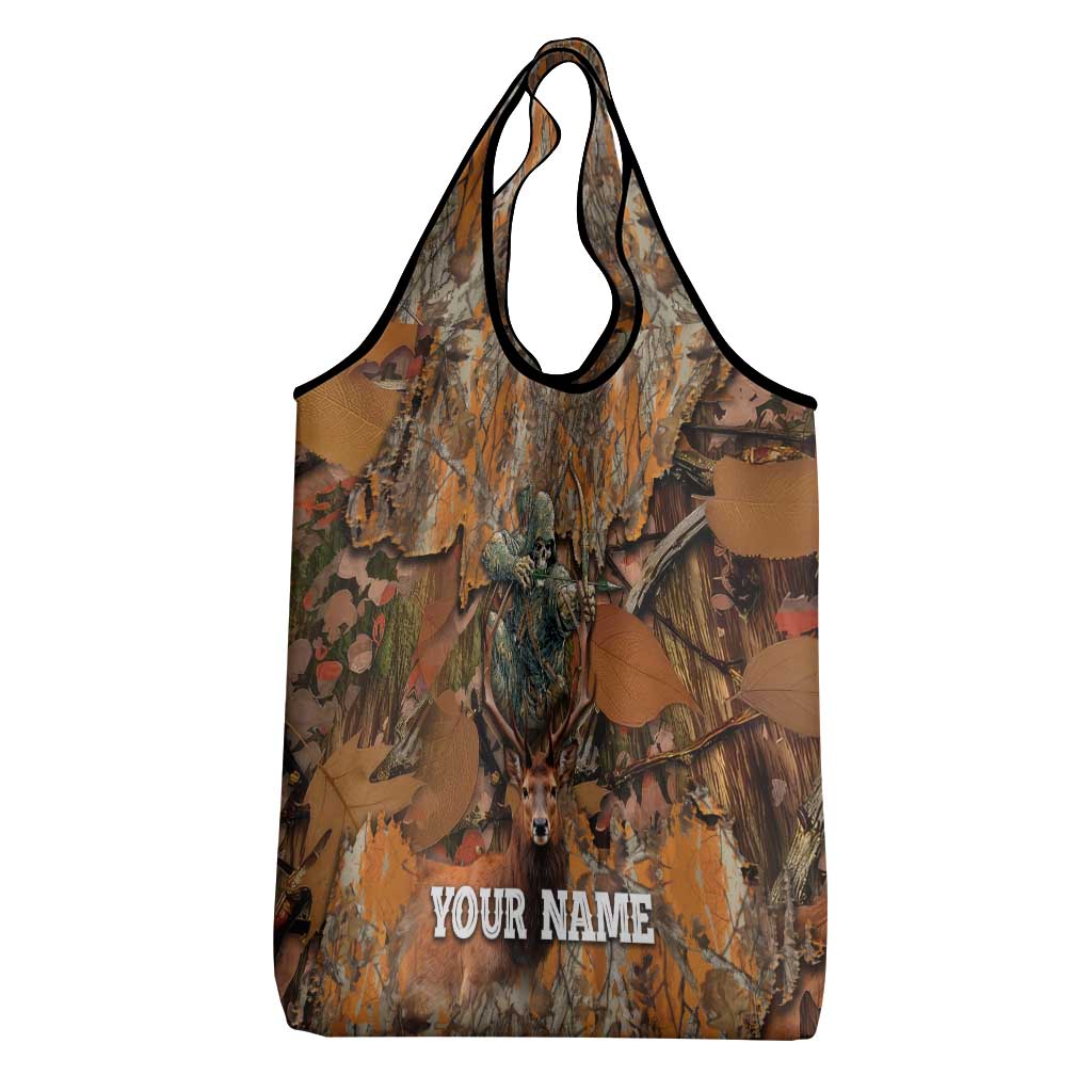 Custom Deer Hunting Grocery Bag Big Game Camo Forest Design and Skeleton Archer - Wonder Print Shop