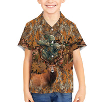 Custom Deer Hunting Hawaiian Shirt Big Game Camo Forest Design and Skeleton Archer - Wonder Print Shop