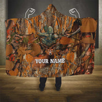 Custom Deer Hunting Hooded Blanket Big Game Camo Forest Design and Skeleton Archer - Wonder Print Shop