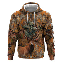 Custom Deer Hunting Hoodie Big Game Camo Forest Design and Skeleton Archer - Wonder Print Shop
