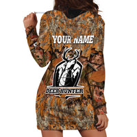 Custom Deer Hunting Hoodie Dress Big Game Camo Forest Design and Skeleton Archer - Wonder Print Shop