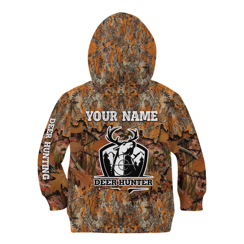 Custom Deer Hunting Kid Hoodie Big Game Camo Forest Design and Skeleton Archer - Wonder Print Shop
