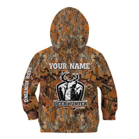 Custom Deer Hunting Kid Hoodie Big Game Camo Forest Design and Skeleton Archer - Wonder Print Shop