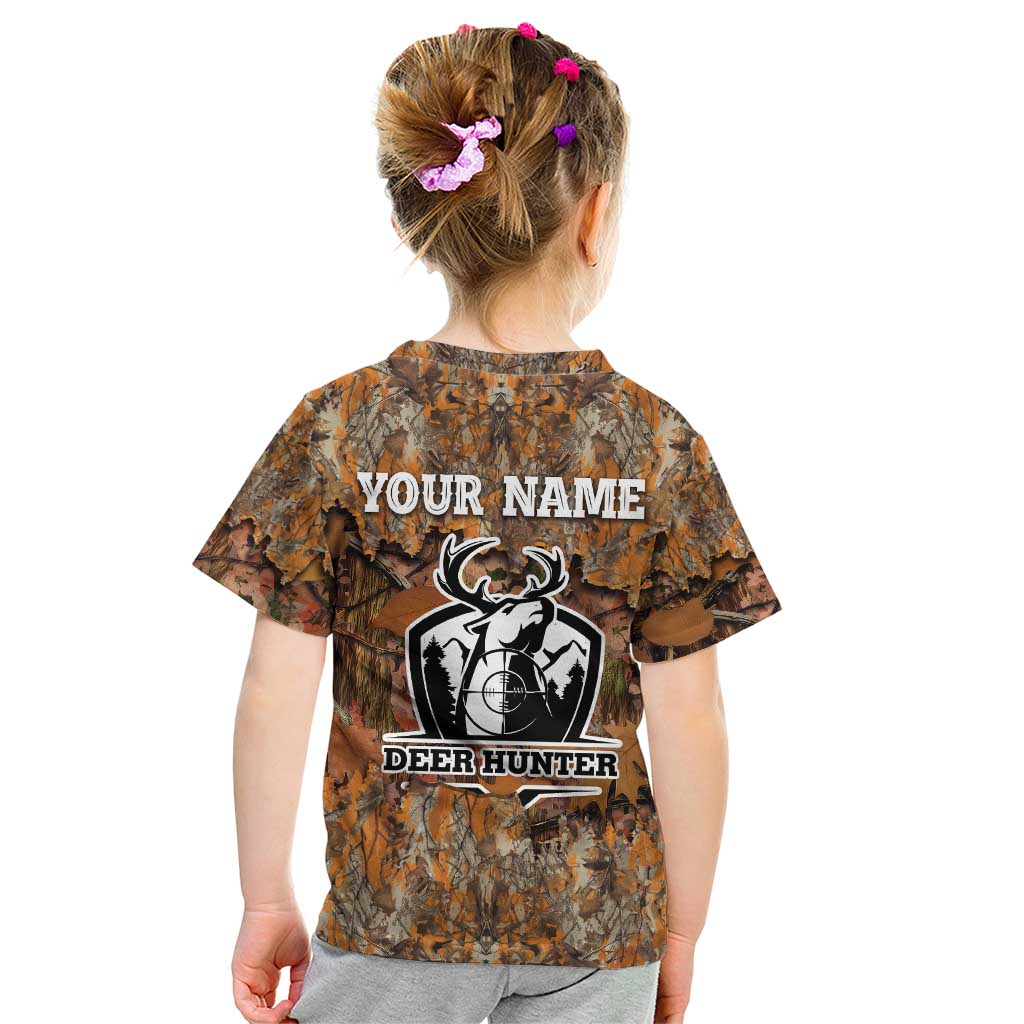 Custom Deer Hunting Kid T Shirt Big Game Camo Forest Design and Skeleton Archer - Wonder Print Shop