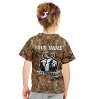 Custom Deer Hunting Kid T Shirt Big Game Camo Forest Design and Skeleton Archer - Wonder Print Shop