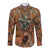 Custom Deer Hunting Long Sleeve Button Shirt Big Game Camo Forest Design and Skeleton Archer - Wonder Print Shop