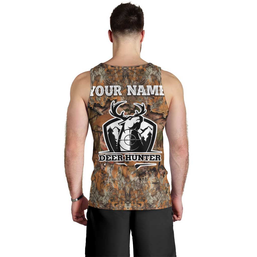Custom Deer Hunting Men Tank Top Big Game Camo Forest Design and Skeleton Archer - Wonder Print Shop