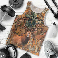 Custom Deer Hunting Men Tank Top Big Game Camo Forest Design and Skeleton Archer - Wonder Print Shop