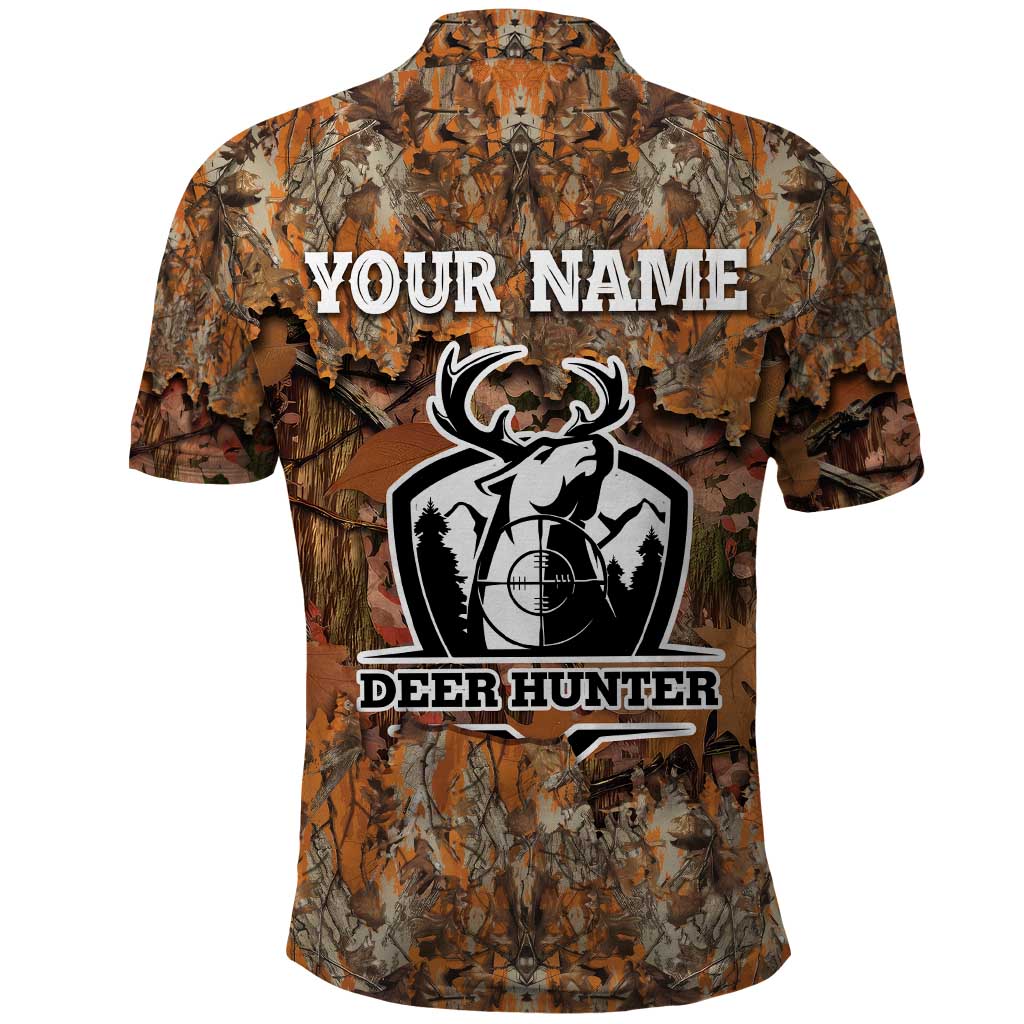 Custom Deer Hunting Polo Shirt Big Game Camo Forest Design and Skeleton Archer - Wonder Print Shop