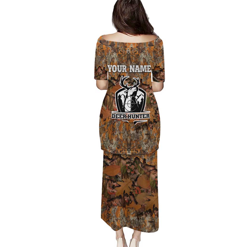 Custom Deer Hunting Puletasi Big Game Camo Forest Design and Skeleton Archer - Wonder Print Shop