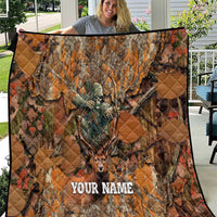 Custom Deer Hunting Quilt Big Game Camo Forest Design and Skeleton Archer - Wonder Print Shop