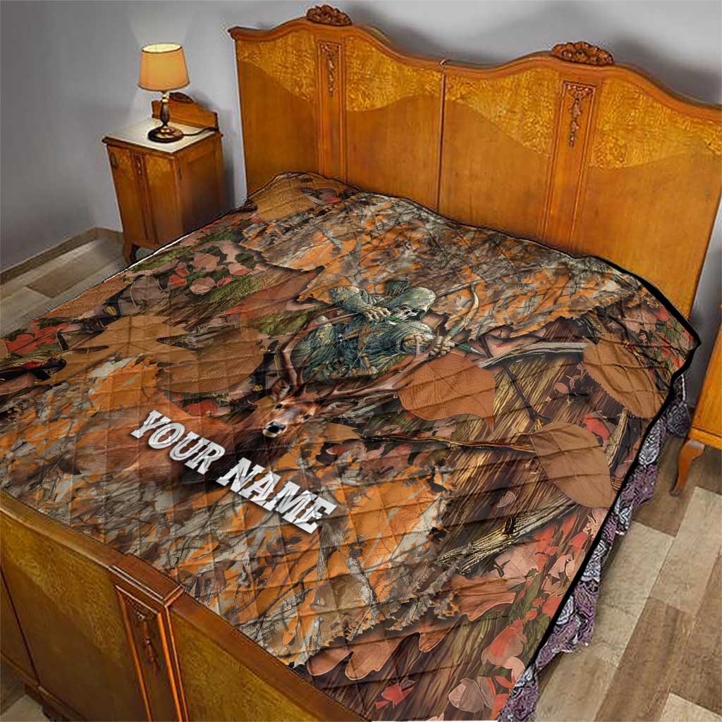 Custom Deer Hunting Quilt Big Game Camo Forest Design and Skeleton Archer - Wonder Print Shop