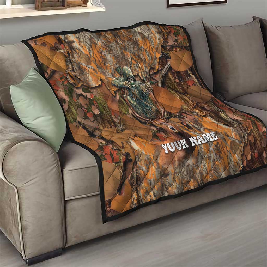 Custom Deer Hunting Quilt Big Game Camo Forest Design and Skeleton Archer - Wonder Print Shop