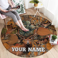 Custom Deer Hunting Round Carpet Big Game Camo Forest Design and Skeleton Archer - Wonder Print Shop