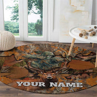 Custom Deer Hunting Round Carpet Big Game Camo Forest Design and Skeleton Archer - Wonder Print Shop