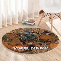 Custom Deer Hunting Round Carpet Big Game Camo Forest Design and Skeleton Archer - Wonder Print Shop