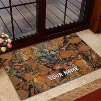 Custom Deer Hunting Rubber Doormat Big Game Camo Forest Design and Skeleton Archer - Wonder Print Shop