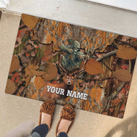 Custom Deer Hunting Rubber Doormat Big Game Camo Forest Design and Skeleton Archer - Wonder Print Shop