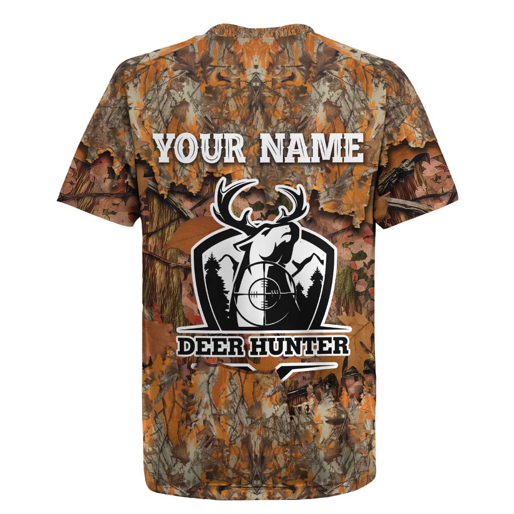 Custom Deer Hunting Rugby Jersey Big Game Camo Forest Design and Skeleton Archer - Wonder Print Shop