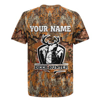 Custom Deer Hunting Rugby Jersey Big Game Camo Forest Design and Skeleton Archer - Wonder Print Shop