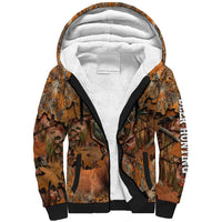 Custom Deer Hunting Sherpa Hoodie Big Game Camo Forest Design and Skeleton Archer - Wonder Print Shop
