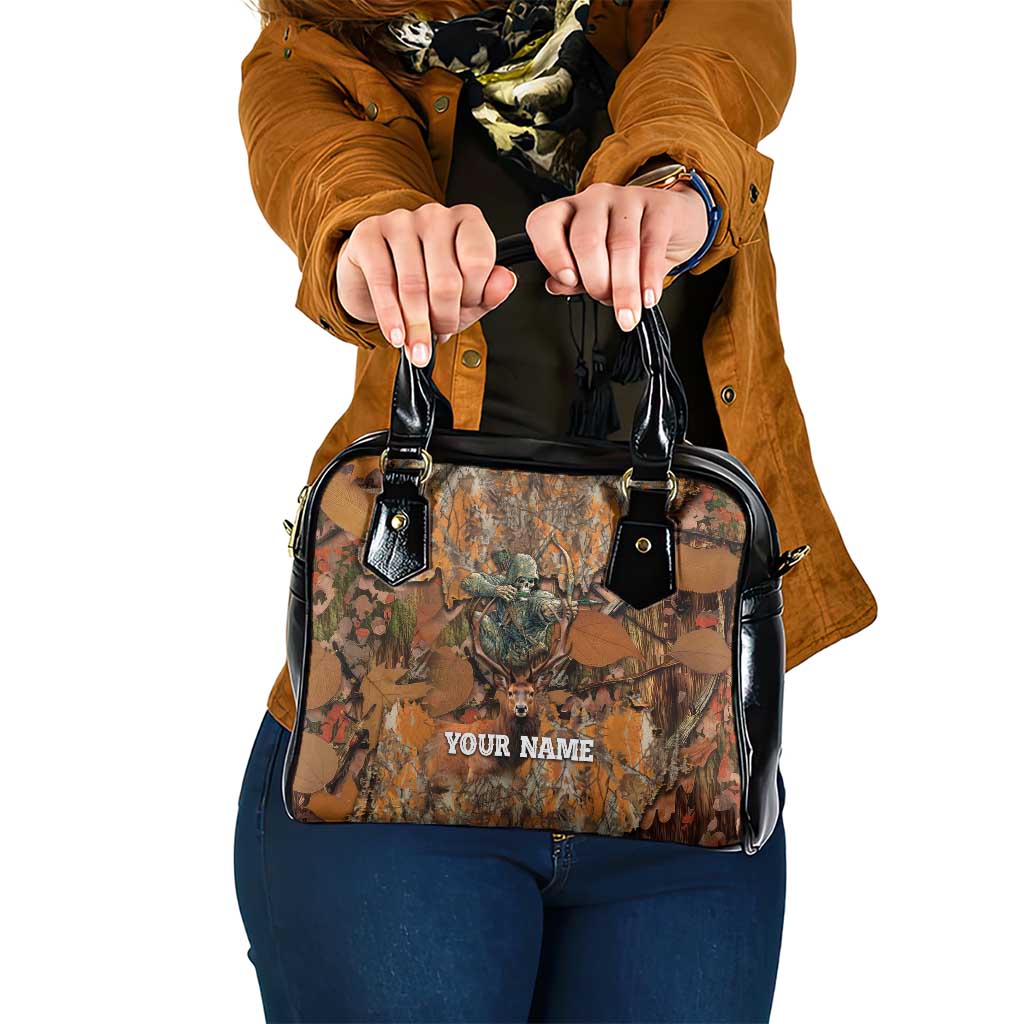 Custom Deer Hunting Shoulder Handbag Big Game Camo Forest Design and Skeleton Archer - Wonder Print Shop