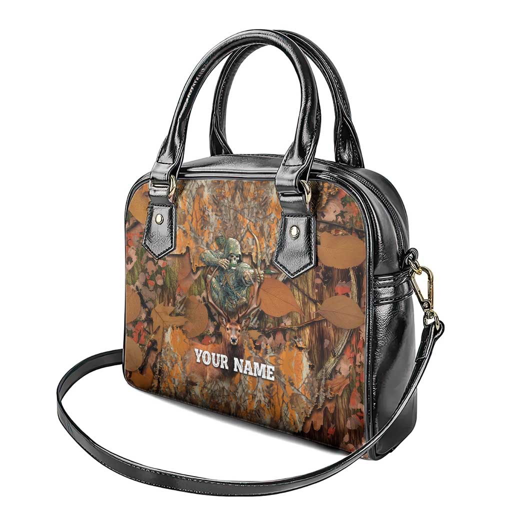 Custom Deer Hunting Shoulder Handbag Big Game Camo Forest Design and Skeleton Archer - Wonder Print Shop