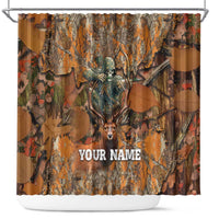 Custom Deer Hunting Shower Curtain Big Game Camo Forest Design and Skeleton Archer - Wonder Print Shop