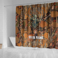 Custom Deer Hunting Shower Curtain Big Game Camo Forest Design and Skeleton Archer - Wonder Print Shop