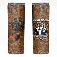 Custom Deer Hunting Skinny Tumbler Big Game Camo Forest Design and Skeleton Archer - Wonder Print Shop